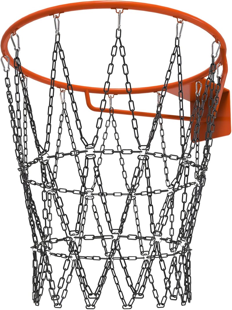 KingDolly Upgraded Buckle Chain Basketball Net, Rust-Proof Coated Metal Basketball Net Outdoor with 12 Loops Snap Links, 18" Universal Fit Chain Net for Basketball Hoop - No Tools Installation - Image 1